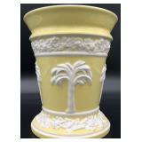 Palm Tree Motif Porcelain Cache Pot Planter