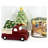 3pc Vintage Ceramic Christmas Cookie Jars