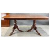 Banded Mahogany Double Pedestal Dining Table