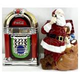 2 Coca Cola Ceramic Christmas Cookie Jars