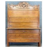 Antique Oak High Back Bed