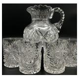 5pc American Brilliant Pitcher & Glasses