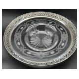 Pierced Sterling Silver Rimmed Glass Dish