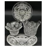4pc Antique American Brilliant Period Cut Glass