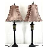 2 Antique Style Striped Shade 29 " Lamps