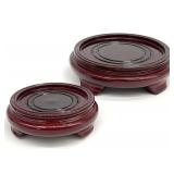 2pc Asian Wood Vase Stands, 4 " & 2.5 "