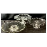 3pc Vintage Glass Cake Stands