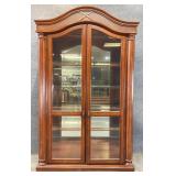 Dome Top Rattan Accented Display Cabinet
