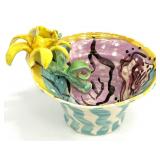 Art Pottery Figural Flower Bowl, Signed Vincent
