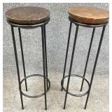 Pair New Modern Metal Round Stands