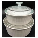 2 CorningWare French White Casserole Dishes