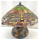 Tiffany Style Stained Glass Dragonfly Lamp