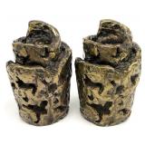 Pair Textured Bronze Style Candlesticks