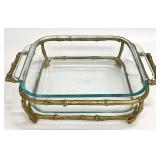 Gold Bamboo Square Pyrex Casserole Holder
