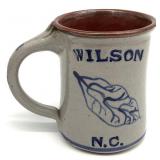 Wilson NC Hand Made Tobacco Leaf Pottery Mug