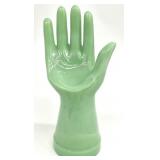 Green Milk Glass Style Hand Figure Jewelry Display