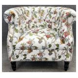 Floral Barrel Back Arm Chair
