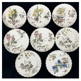 8 Antique S. Hancock Wild Flowers Wall Plates