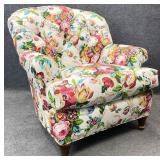 Floral Button Tufted Club Chair