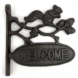 Cast Iron Squirrel on Branch Welcome Sign