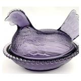 Purple Glass Hen on Nest