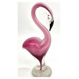 Large Art Glass Pink Flamingo Figure