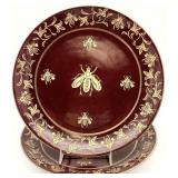 2 Andrea by Sadek Decorative Burgundy Bee Plates