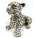 Ricardo Del Rio Silver Leopard Cub Sculpture