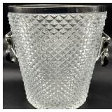 Vintage Diamond Point Glass Champagne Bucket