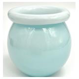 Light Blue Blown Art Glass Vase