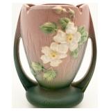 Roseville Pottery White Rose Pink & Green Vase