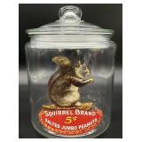 Squirrel Brand Peanuts Glass Counter Jar