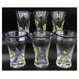 6 Annieglass Tropical Fish Art Glass Cups / Vases