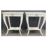 Pair New Modern History White End Tables