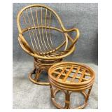 Rattan Papasan Chair & Ottoman