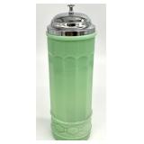 Green Milk Glass Style Straw Jar With Metal Lid
