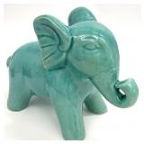 Turquoise Glazed Ceramic Elephant Figure