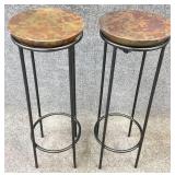 Pair New Modern Metal Round Stands