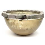 Modernist Style Metal Rimmed Glass Bowl