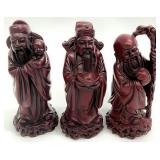 3 Chinese Deity Resin Figures