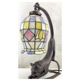 Stained Glass Figural Cat Accent Table Lamp
