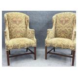 Pair Petite Straight Leg Wingback Chairs