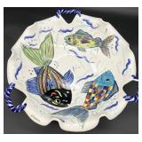 Large Hand Painted Nautical Fish Pottery Bowl