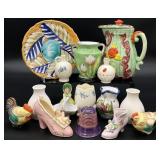 Vtg Small Hand Painted Pottery Collectibles &