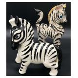 2 Mid Century Japanese Ceramic Zebra Figures