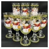 8 Hand Painted Snowman Glasses