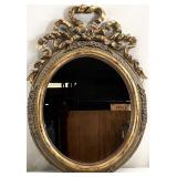 Giltwood Style Ribbon & Floral Small Wall Mirror