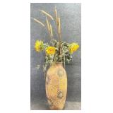 3ft Ceramic Floor Vase w/ Faux Flowers