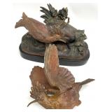 Antique Hoopoe Birds Cast Metal Statuary, As Is