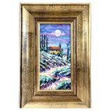 Orig. Moon Over Tuscany Impressionist Painting,